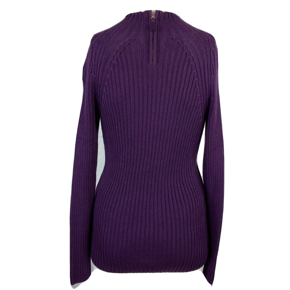 Talbots Sweater Womens Sz S Purple Ribbed Knit Mock Neck Cotton‎ Blend